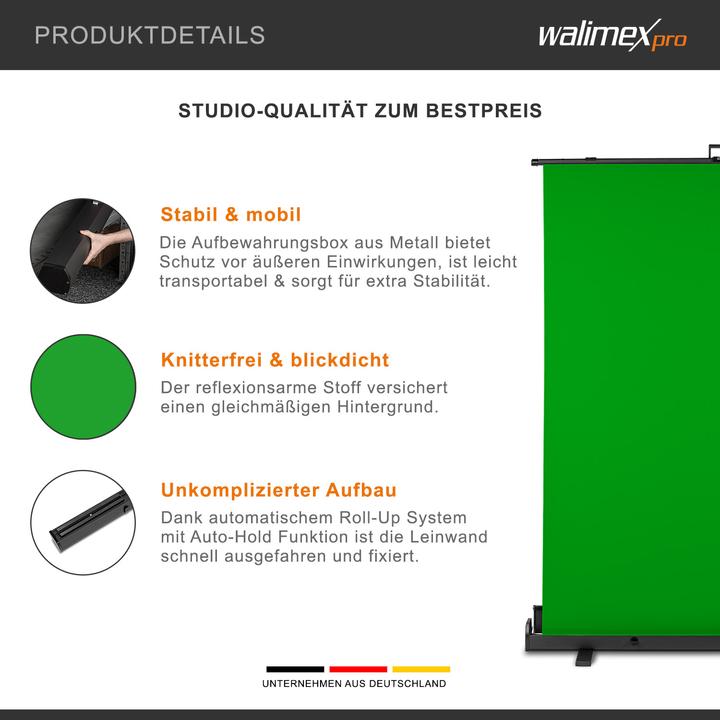 Produktbild Walimex pro Roll-up Panel Hintergrund grün 165x220 (176.50 cm, 226 cm)