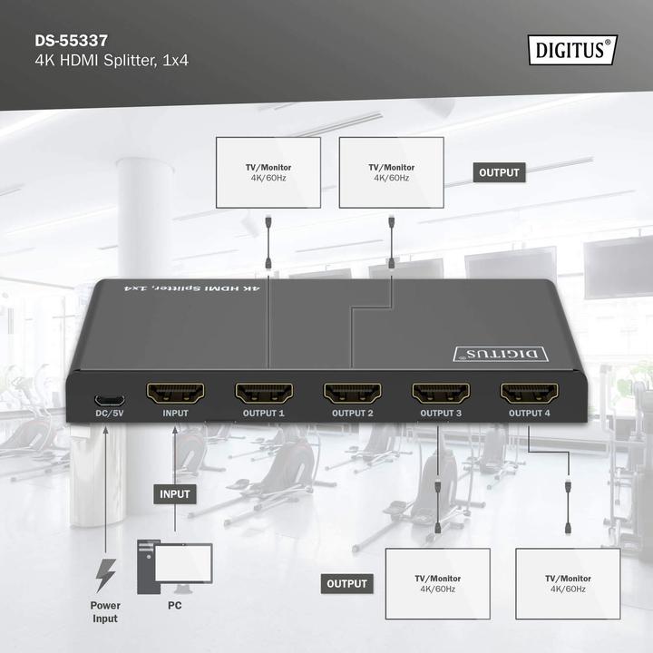 Immagine prodotto Digitus Splitter HDMI 4K, 1x4