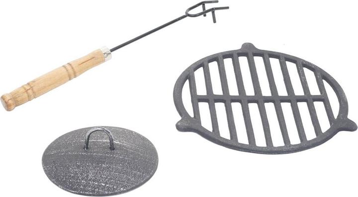 Actual product image Swisshandel24 Terrassenofen, Feuerstelle Terrassenkamin Gartenkamin Gartenofen, Gusseisen 11,7kg 91x42x42cm
