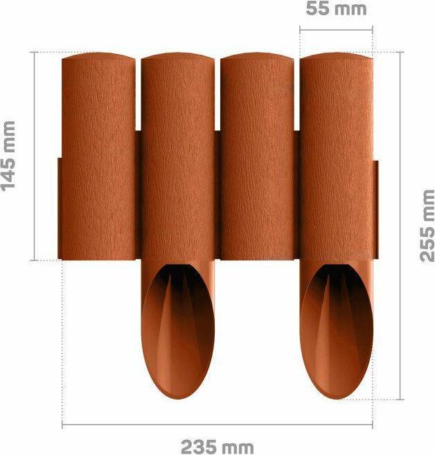 Cellfast Gartenpalisade Standard ziegelsteinrot Höhe 25,5cm, Länge 2,3m 5901828850882 Graphit (230 cm)
