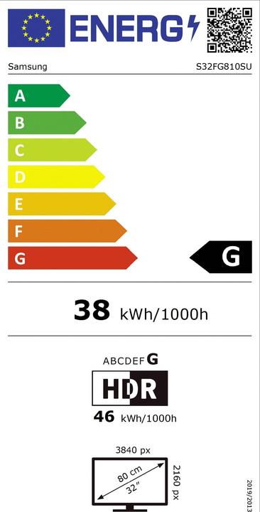 Energy Label Samsung Odyssey OLED G8 - G81SF (3840 x 2160 Pixels, 32")