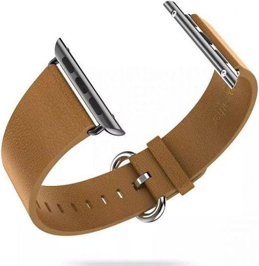Produktbild Hermex Apple Watch 44mm / 42mm HOCO Echtleder Armband Band mit Adapter BRAUN (44 mm, 42 mm, Echtes Leder)