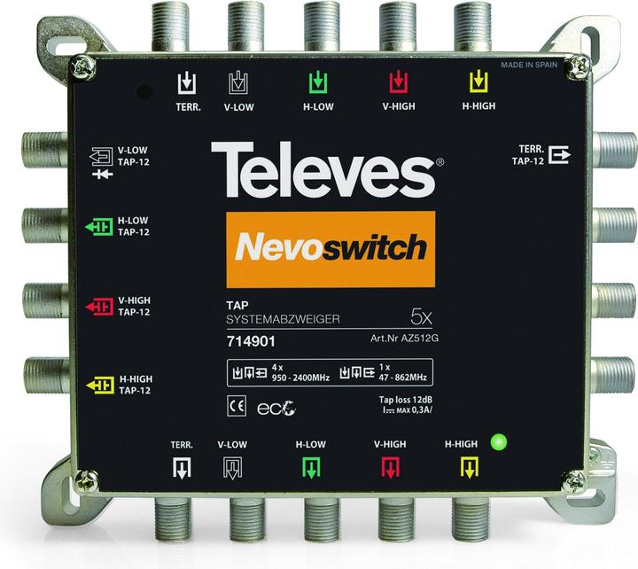Produktbild Televes Abzweiger 5f. Guss 12 dB Nevo AZS512G (12 dB, Verteiler und Abzweiger)