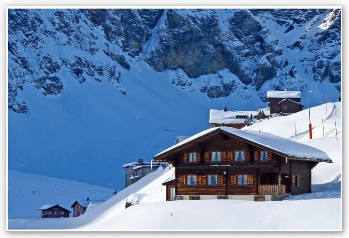 Produktbild Trenddeko Ferienhütte in den Schweizer Alpen (60 x 40 cm)