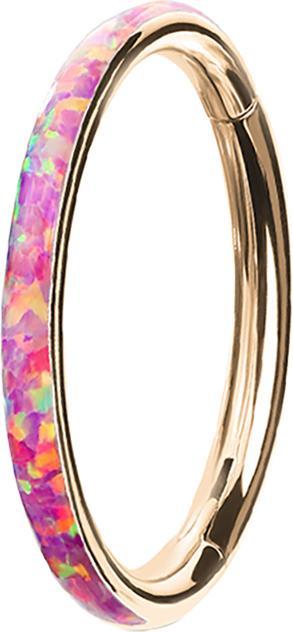 Star Piercing Micro Segmentring klappbar rosegold seitlich Opal streifen pink (Chirurgenstahl 316L, ohne Messing)