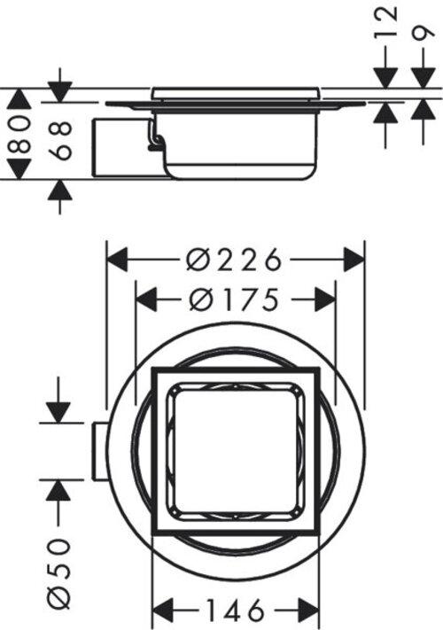 Actual product image hansgrohe HG point drain RainDrain Spot cover 150x150mm ES geb (150 mm)
