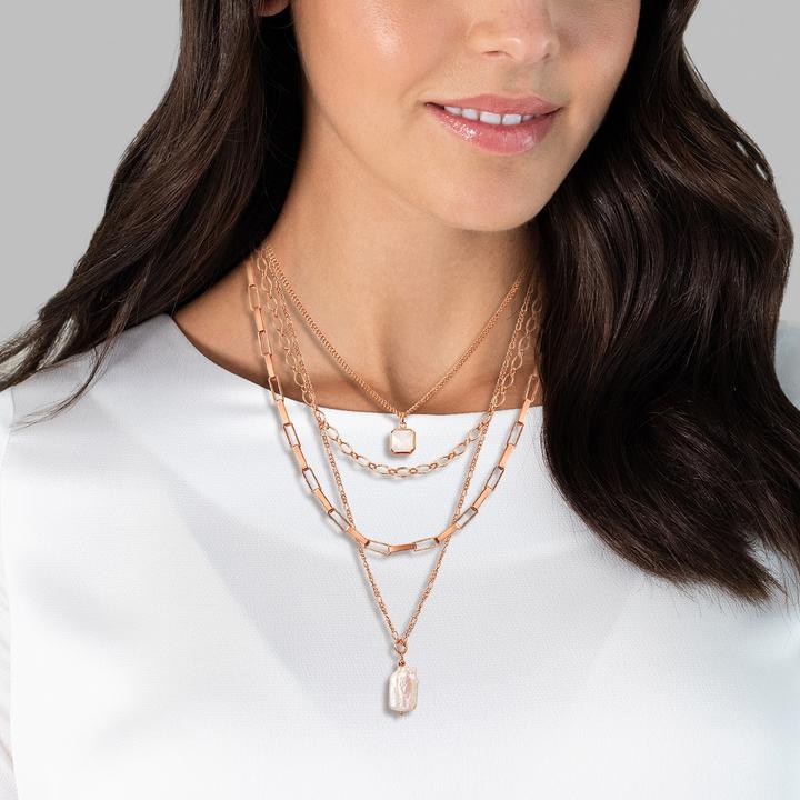 Actual product image Lulu & Jane Metal alloy glass freshwater cultured pearl yellow gold 42.0/50.0/56.0/64.0 cm base chain + 3.0 - (Metal alloy)