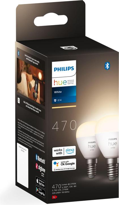 Image du produit Philips Hue Teinte White Luster (E14, 5.70 W, 470 lm, 2 x, G)