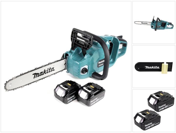 Produktbild Makita DUC 353 G2 Akku Kettensäge 36V ( 2x18V ) Brushless 35 cm + 2x 6,0 Ah Akku - ohne Ladegerät (Akku Kettensäge)