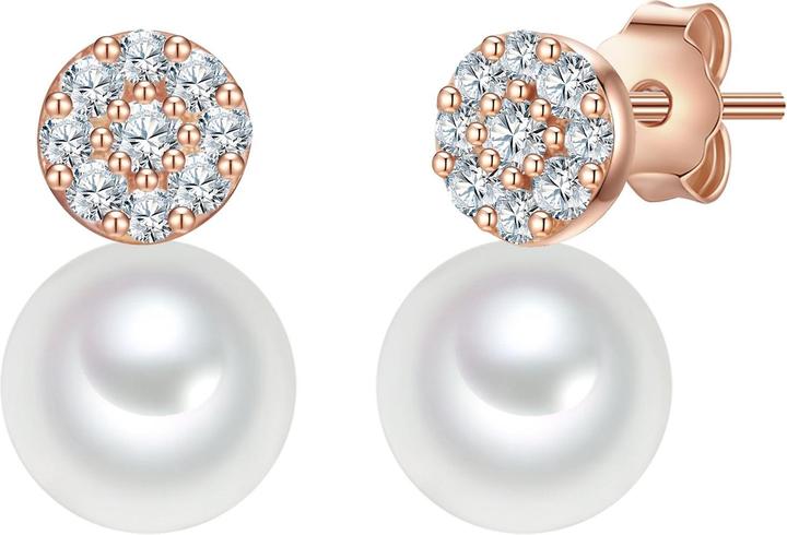 Immagine prodotto Valero Pearls Donna Argento 925 Cubic Zirconia Perla d'acqua dolce coltivata Oro Rosa - 32338 (Perle, Argento 925)