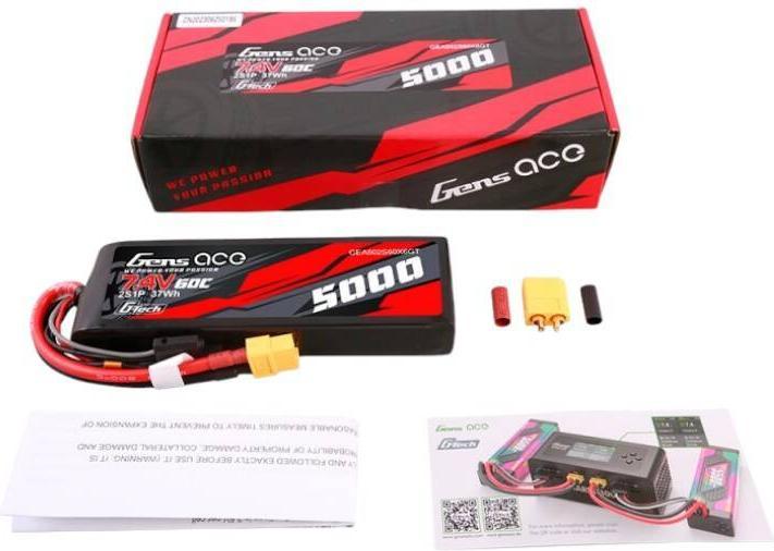 Actual product image Gens Ace G-Tech 5000mAh 7.4V 60C 2S1P Lipo PC material case with XT60 Plug (7.40 V, 5000 mAh)