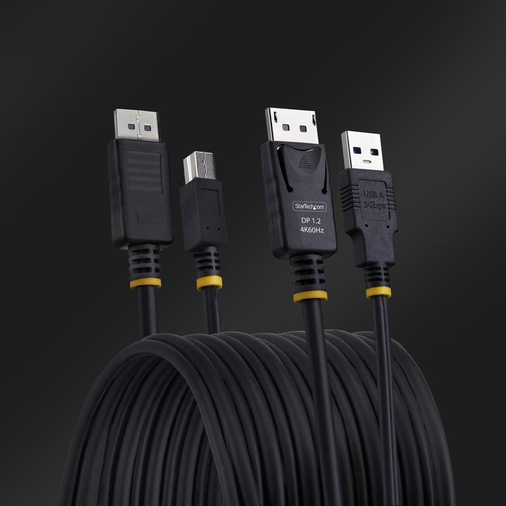 Actual product image StarTech .com DU12210-KVM-CABLE, 3,1 m, USB, USB, HDMI, Schwarz, DisplayPort + USB 3.2 Gen 1 Type-A