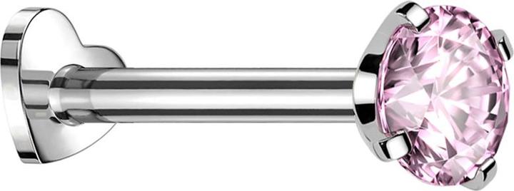 Star Piercing Micro Labret Herz Innengewinde silber Kristall pink gefasst (ohne Messing, Titan G23)