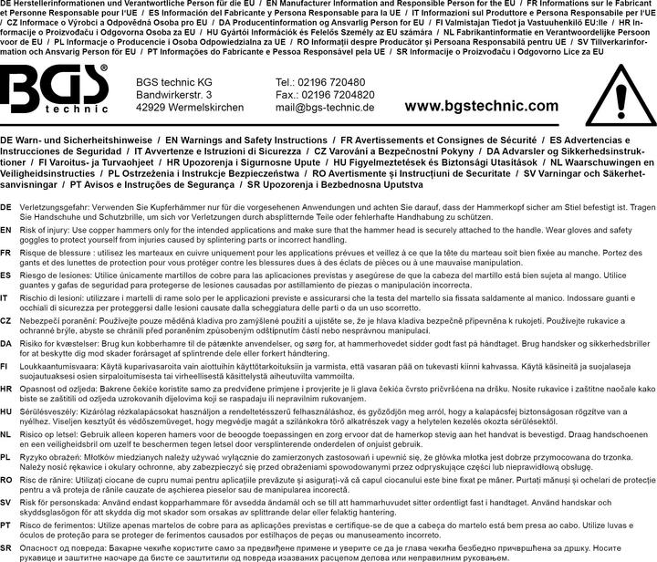 Produktbild BGS Kupferhammer | Fiberglasstiel | Ø 27 mm | 454 g (1 lb) - Kopf