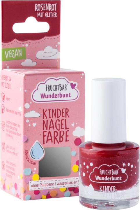 Immagine prodotto Fruchtbar Colore per unghie per bambini Wunderbunt rosso rosa con glitter vegano