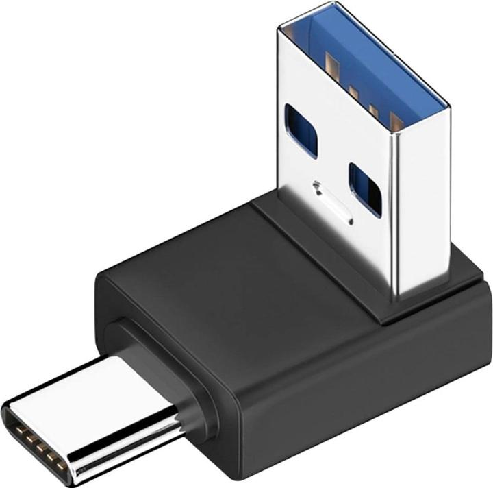 Produktbild PowerGuard USB-A zu USB-C 90 Grad Winkel nach unten Adapter (male/male) (USB 3.1)