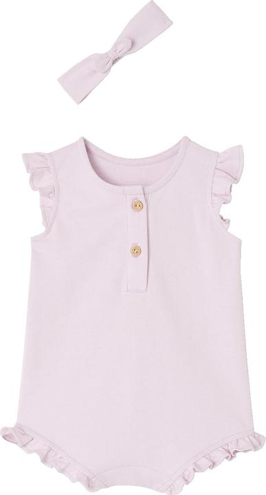Immagine prodotto Vertbaudet Bio-Kollektion: Mädchen Baby-Set aus Kurzoverall und Haarband (68)