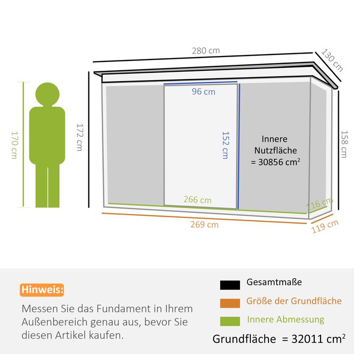 Produktbild Outsunny Geräteschuppen mit Schiebetür