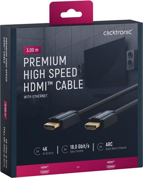Produktbild clicktronic High Speed HDMI Kabel Ethernet (3 m, HDMI)