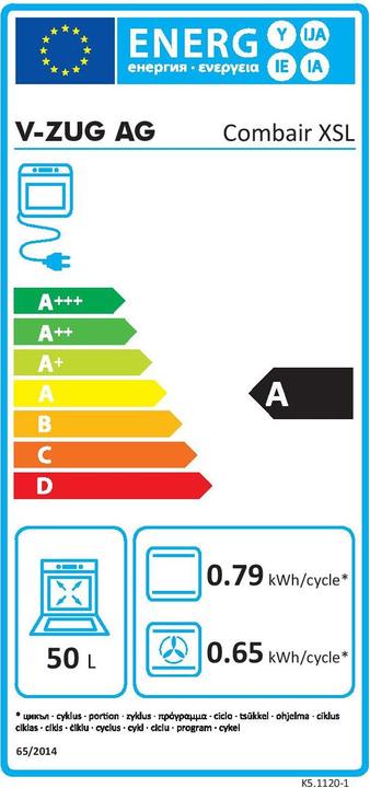 Energie-Label V-Zug Combair XSL