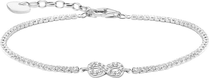 Thomas Sabo Tennisarmband Infinity mit weissen Steinen Silber (19 cm, Recyceltes 925 Silber)