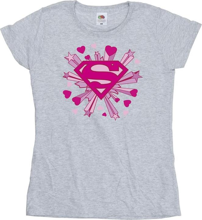 Superman Pink Hearts And Stars Logo TShirt (XXL)