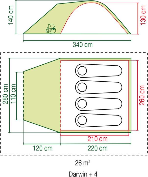Produktbild Coleman Darwin 4 Plus (Kuppelzelt, 6.20 kg, 4 Personen)