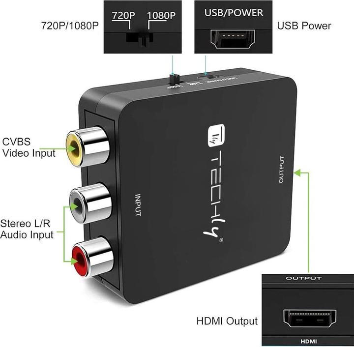 Produktbild NoName AV-Composite-Video- und Audiokonverter 3x Cinch auf HDMI 1080p