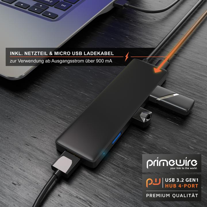 Produktbild Primewire 4 Port USB 3.0 HUB aktiv (4 Ports)