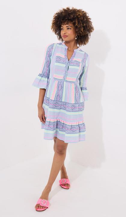 Actual product image Joe Browns Neon Striped Jacquard Flared Sleeve Tunic Mini Dress (12XL)