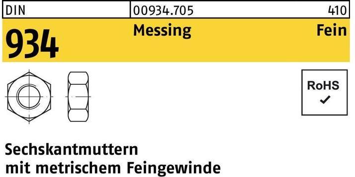 Productafbeelding Zeskantmoer DIN 934 M 8 x 1 messing (M8)