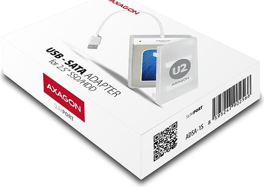 Productafbeelding Axagon ADSA-1S6 SLIMPort-adapter, USB 2.0, 2,5" SSD/HDD, SATA - met behuizing (2.5")