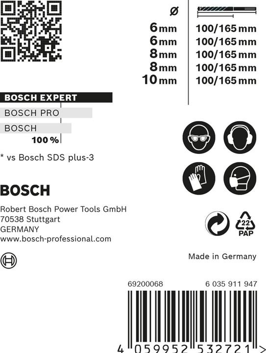 Produktbild Bosch Professional Zubehör EXPERT SDS plus-7X Hammerbohrer-Set, 6/6/8/8/10 mm, 5-tlg. (6, 8, 10 mm)