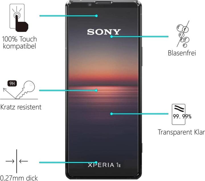 Produktbild Screenguard Sony Xperia 1 II Panzerglas Schutzfolie Case Friendly Design (1 Stück, Sony Xperia 1 II)