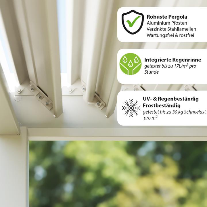 Produktbild Weide Classic | Aluminium Pavillon | 3 x 4 M | Lamellendach weiss | Pergola freistehend (300 cm, 400 cm)