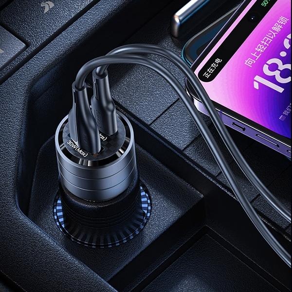 Produktbild Usams Ład. sam. C36 USB+USB-C 95W Fast Charge fioletowy/purple CC176CC02 (US-CC176)