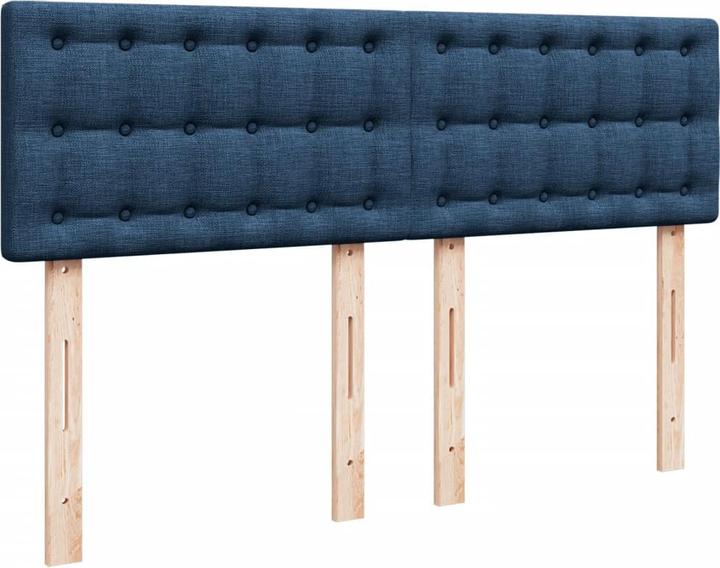 Image du produit VidaXL Boxspring Lit double Lit rembourré Matelas bleu 160x200cm Tissu (160 x 200 cm, 160 x 200 cm)