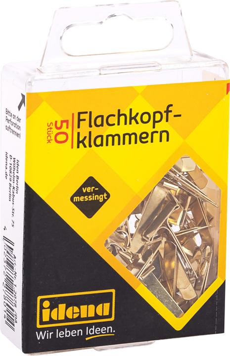 Produktbild Idena Flachkopfklammern 50Stk., vermessingt (50 x)