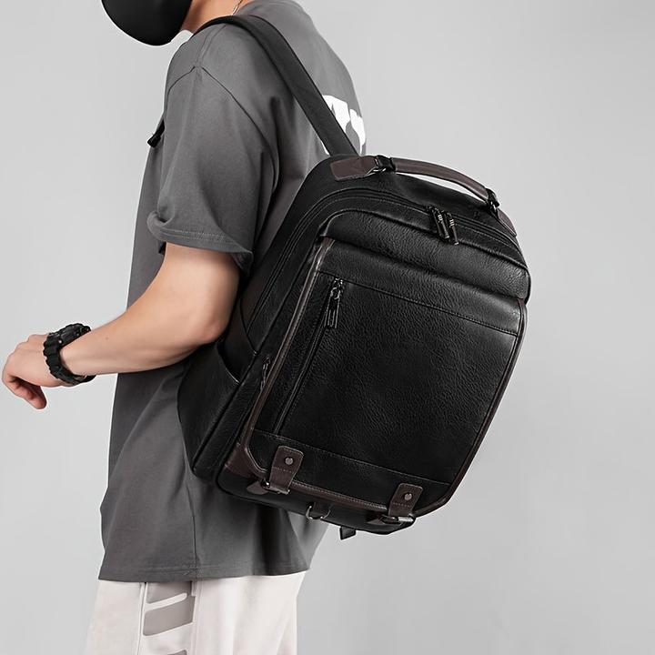 Produktbild Only-Bags.Store PU-Leder-Rucksack, Reiserucksack, Studenten-Schultasche, Reise-Business-Computer-Tasche