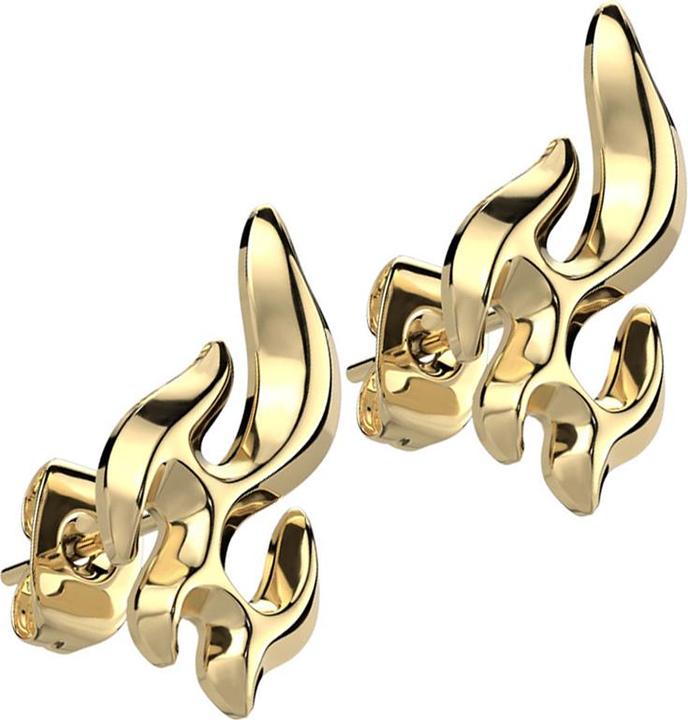 Star Piercing Ohrstecker vergoldet Flamme (Chirurgenstahl 316L, Messing)