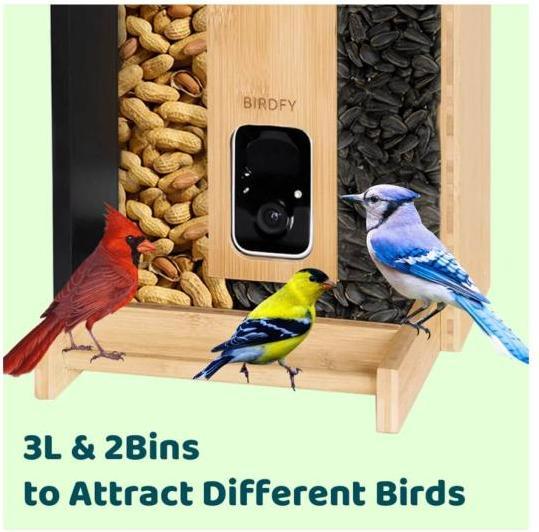 Actual product image Birdfy Feeder Bamboo AI by Subscription + Solar Panel