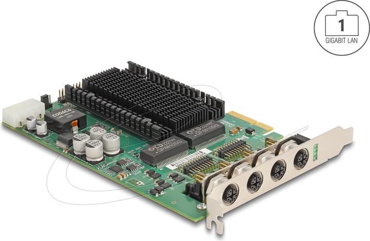 Actual product image Delock PCI Express x4 card to 4 x M12 Gigabit LAN PoE+ (PCI-E x4)