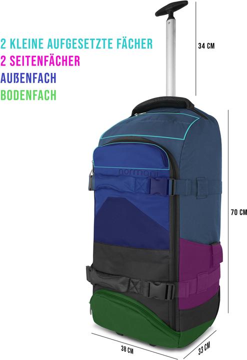 Actual product image Normani Reisetasche mit Rucksackfunktion 90L mit Regenüberzug Schwarz/Navy (90 l, L (90 - 115l))