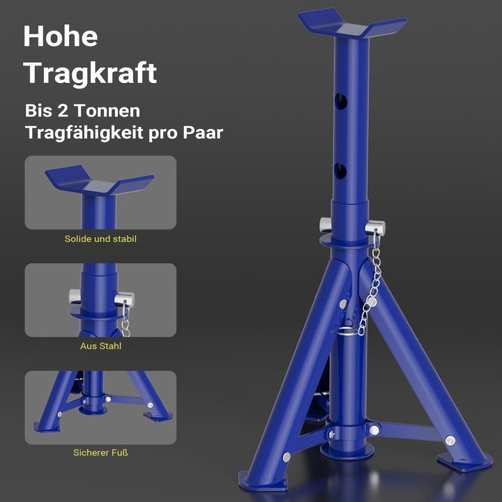 Produktbild XPOtool Wagenheber + 2x Unterstellbock 2t Hubkraft Abstellbock Rangierwagenheber