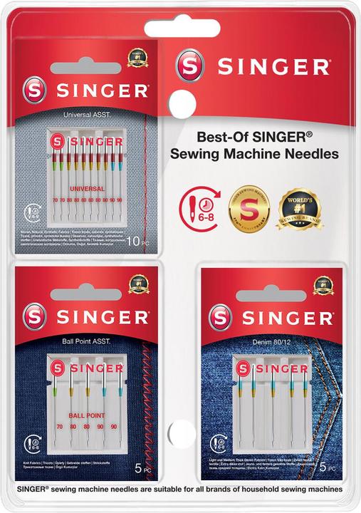 Image du produit Singer Les meilleures aiguilles pour machines à coudre, gamme de 3 pièces