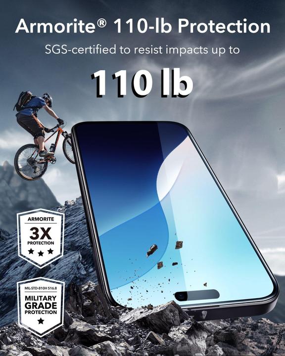 Actual product image ESR Armorite screen protector (1 Piece, Apple iPhone 16 Plus)
