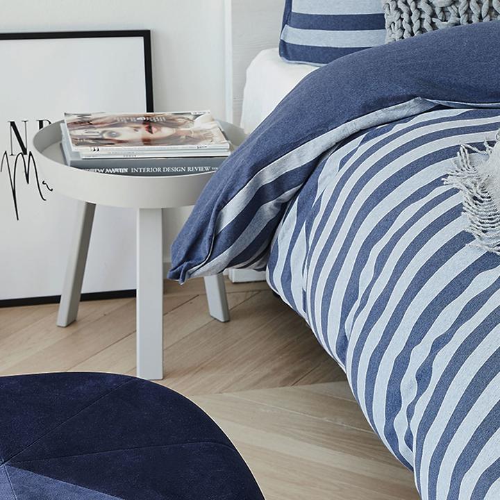 Produktbild Traumschlaf Melange-Stripe Marine (Duvetbezug, 155 x 220 cm, 80 x 80 cm)