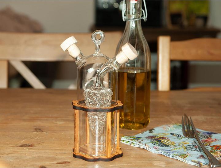 Produktbild Natura Punto 2in1 Essig- und Ölspender aus Glas und Olivenholz