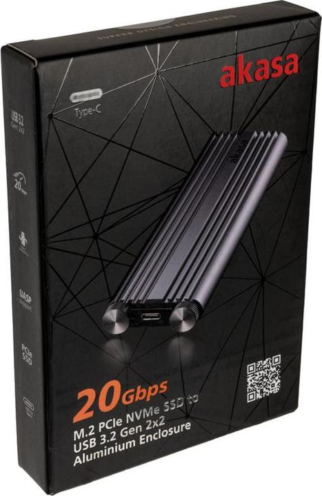 Actual product image Akasa external M.2 NVMe enclosure, USB 3.2, aluminium (M.2)
