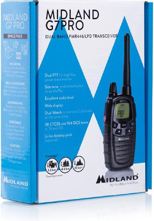 Immagine prodotto Midland G7 Pro Radio singola PMR + LPD a 16 canali (10 km)